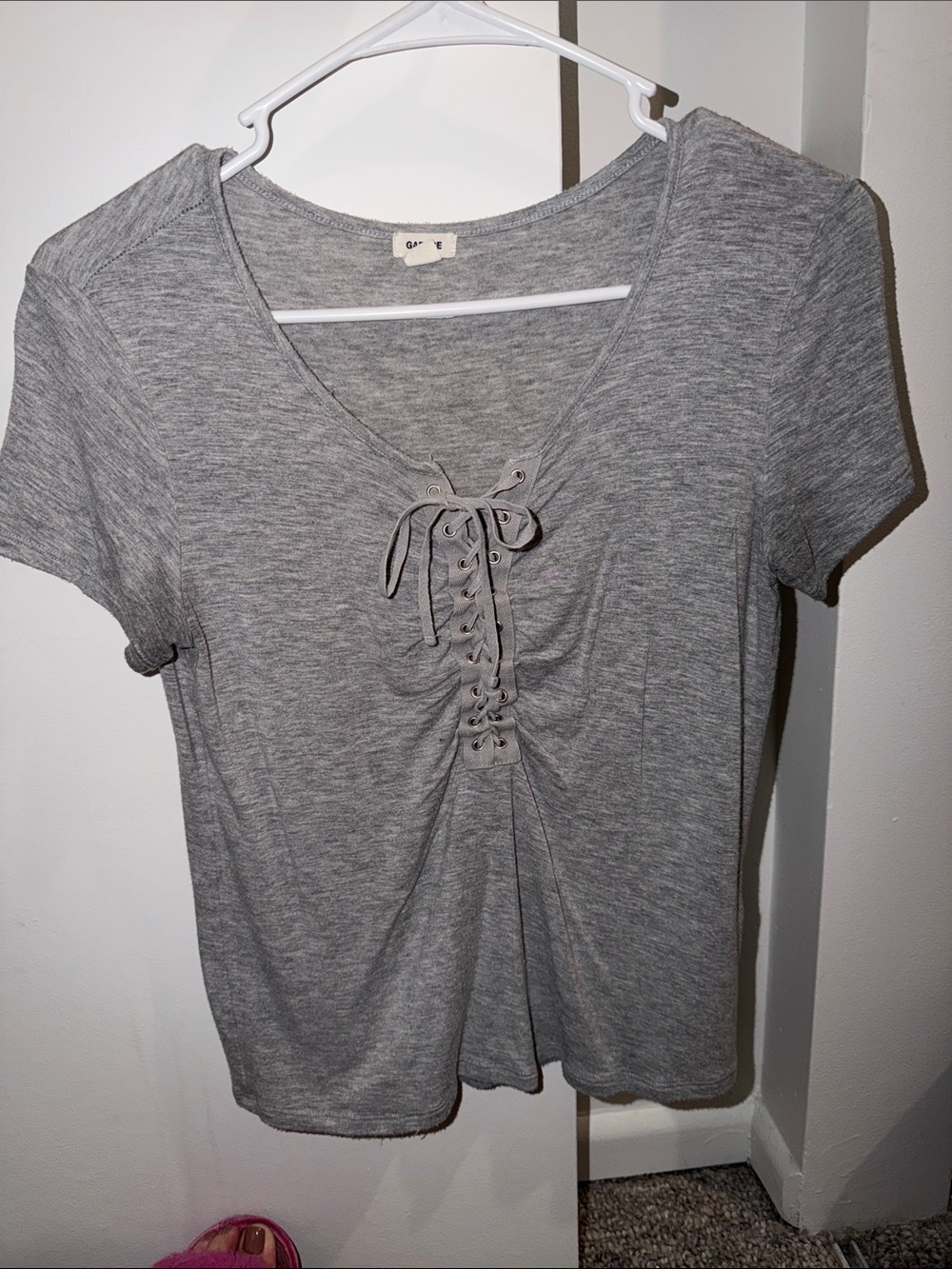 Garage Women’s Gray Front Tie Top – Size Small